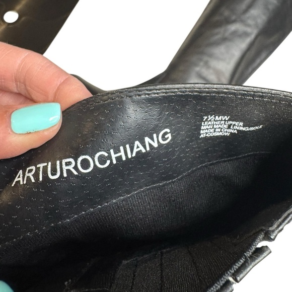 Arturo Chiang Black Leather Riding Boots Size 7.5 Tall Equestrian Flat Zip Boot - Picture 8 of 8